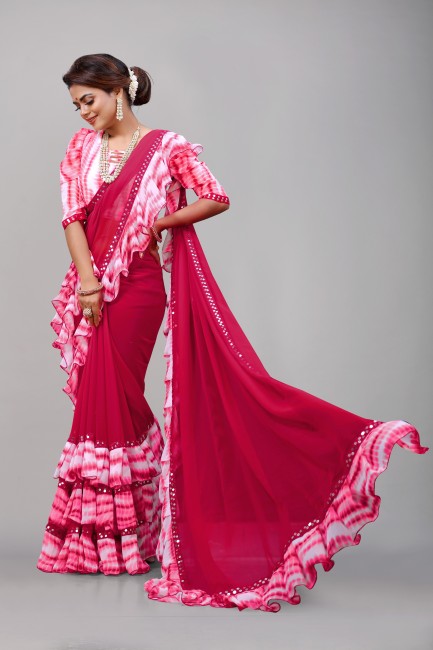 Ready to Wear Lycra Saree with Stitched Blouse – Glamwiz India