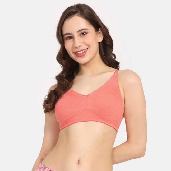 Clovia Cotton Non Padded Wirefree Demi Cup Bra With Detachable Transparent  Straps - Red Women Full Coverage Non Padded Bra