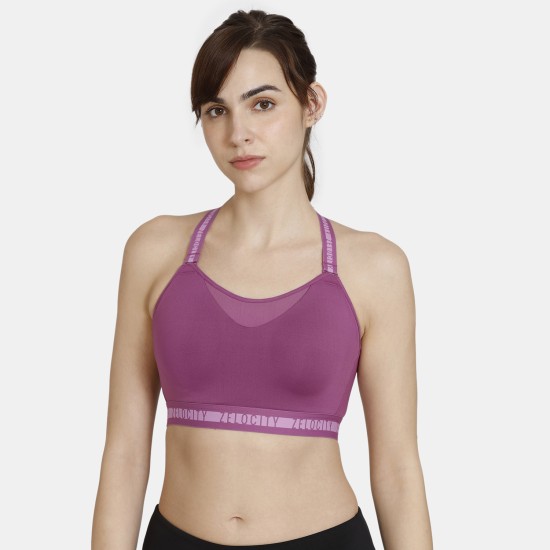 Buy Zelocity By Zivame Black & Red Solid Non Wired Lightly Padded Sports Bra  - Bra for Women 7324895