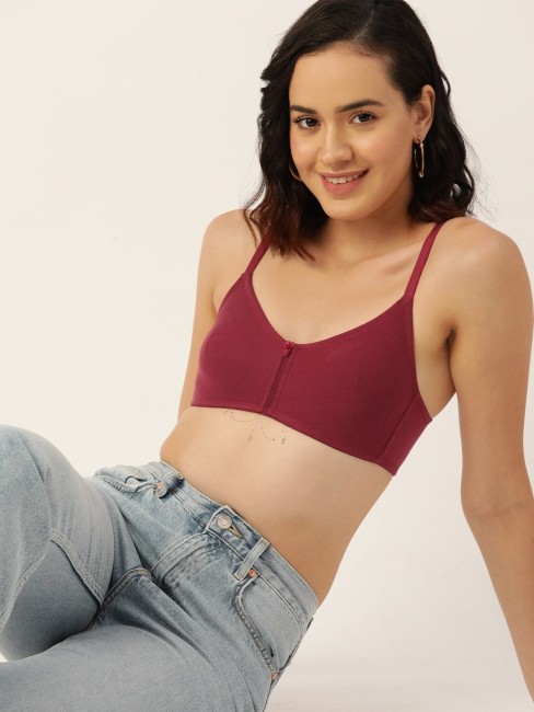 Buy DressBerry Move Burgundy & Black Solid Non Wired Lightly Padded Sports  Bra - Bra for Women 6838287