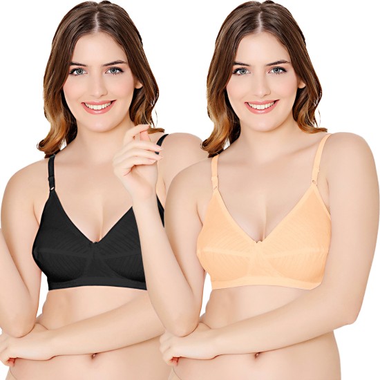 Buy Bodycare Low Coverage, Front Open, Padded Solid Color Bra in Pack of  2-6571 - Multi-Color (38B) online