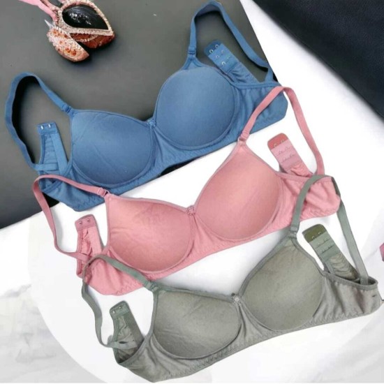 Buy shuraim essentials Padded Bra for Women Cotton Blend Lightly Padded  Wirefree T-Shirt Bra Combo Pack of 3 (B, 30) Multi Colors at