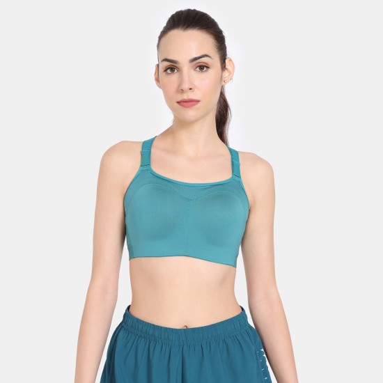 Buy Zelocity Padded Sports Bra- Grey And Black at Rs.2245 online, Activewear online