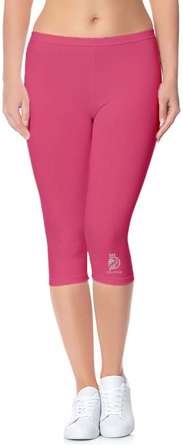 Quco Premium Girls Capri with Attractive Colors Cotton Capris (3/4 th Pant)  - Navy, Pink 6-7 Yrs Pack of 2