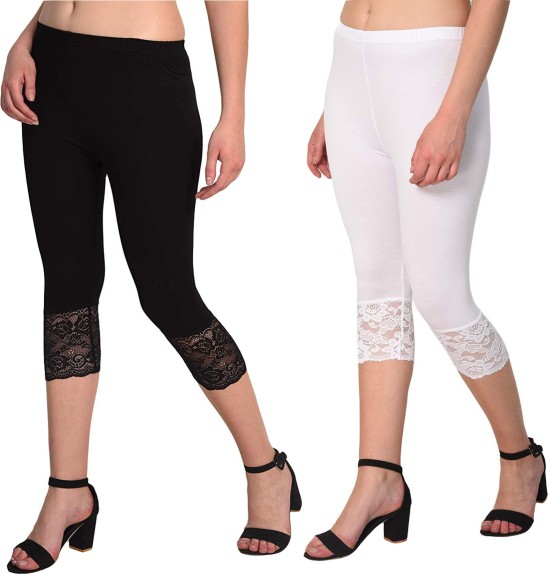 Buy FULLSOFT 2 Pack Women's Knee-Length Leggings Capri Biker Shorts High  Waist Tummy Control Yoga Leggings Workout Casual Summer(L,Black/Grey)  Online at desertcartINDIA