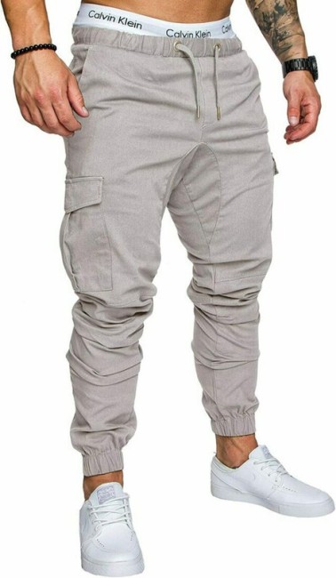 Mens Joggers Pants Casual Man Pants Streetwear Hip Hop Black Cargo Ankle  Length Trousers Sport White Jogger