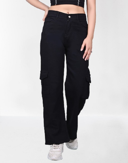 BUIgtTklOP Pants For Women Clearance Women's Solid Color Elastic Waist  Straight Barrel Cotton Pockets Pants