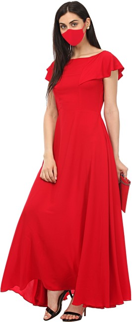 BHALAMI ENTERPRISE Women Gown Red Dress  Buy BHALAMI ENTERPRISE Women Gown  Red Dress Online at Best Prices in India  Flipkartcom
