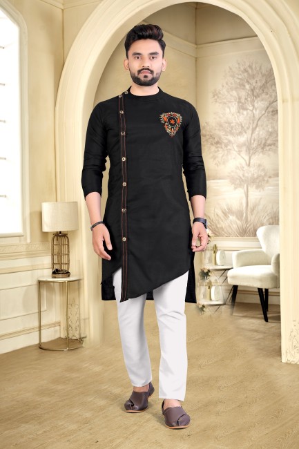 Black kurta discount pajama latest design