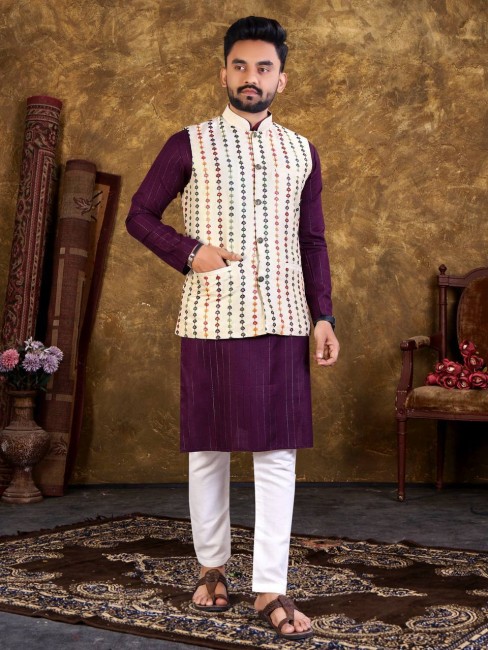 Wedding Kurta Pajama With Jacket for Men, Buy Designer Kurta Pyjama with  Jacket Set For Men Online, Kurta Pajama Shop in Noida, Ghaziabad, Lucknow,  and Prayagraj