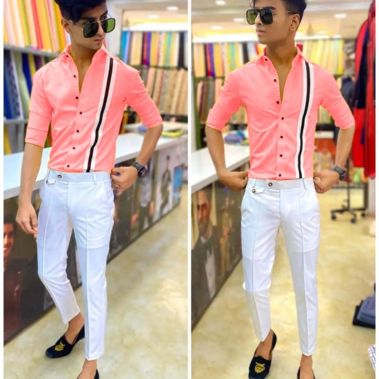 Man Elegant White Shirt Blue Trouser for Office Wear Mens 