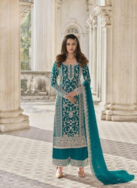 Blue embroidery soft cotton unstitch churidar suits churidar salwar suits