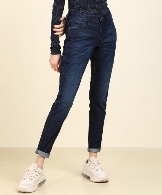Wrangler Womens Willow Dark Wash Mid Rise Trouser Ultimate Riding Jean  available at Cavenders