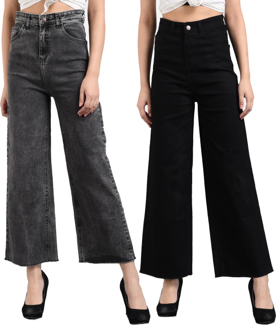 Conshvi Women's High Waist Flare Jeans Pleated Layered Ruffle Wide Leg  Stretch Denim Bell Bottom Pants, Black, Small : : Clothing, Shoes  & Accessories