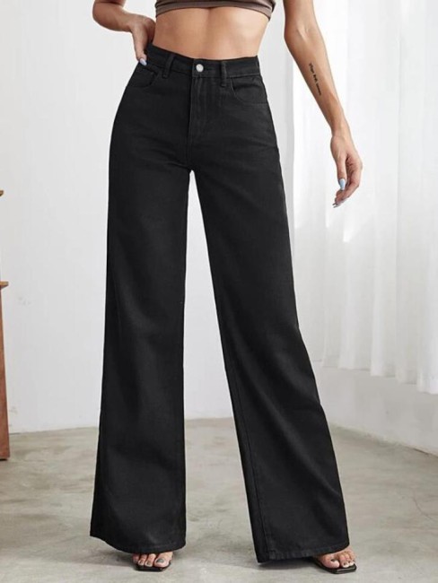 Conshvi Women's High Waist Flare Jeans Pleated Layered Ruffle Wide Leg  Stretch Denim Bell Bottom Pants, Black, Small : : Clothing, Shoes  & Accessories
