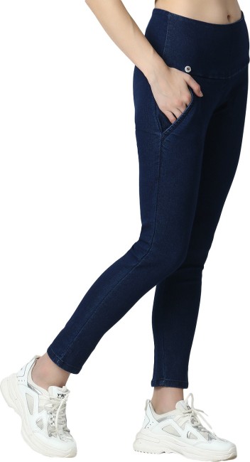 Womens Elasticated Waist Jeans Tummy Control Stretch Ladies Denim Jeggings  8-24