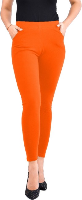 Orange Womens Leggings And Churidars - Buy Orange Womens Leggings