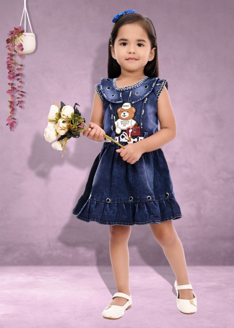 Buy NEW TUSI DRESSES Denim Casual Embroidered Mini Dungaree Dress for Girls  (Silver, 2-3 Years) Online at Best Prices in India - JioMart.