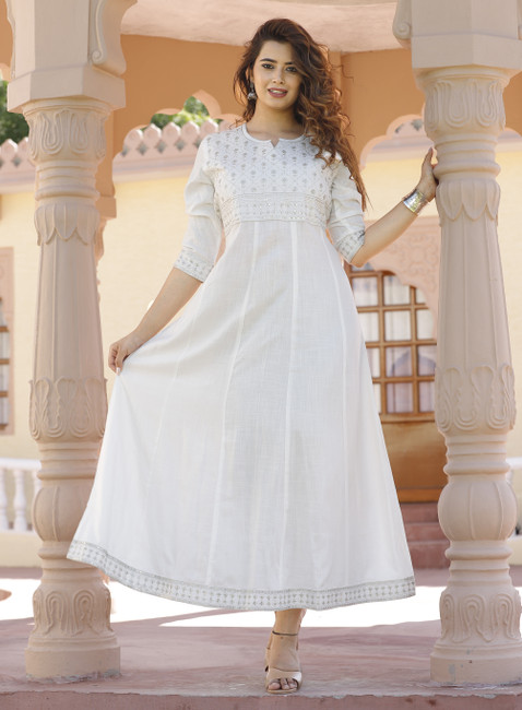 White anarkali dress flipkart outlet