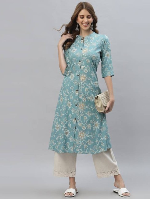 Buy Femeone Women Yellow Cotton Kurti with Chikan lace Work Pant Set - M  Online at Best Prices in India - JioMart.