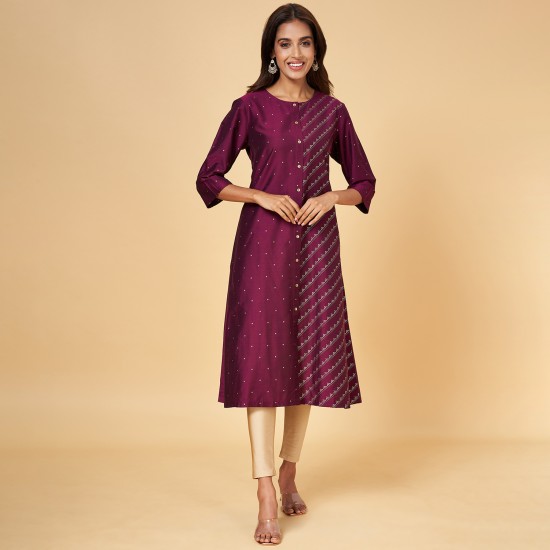 Buy Rangmanch By Pantaloons Women's Cotton Asymmetrical Hemline Kurta  (110058570_Lime_Medium) at