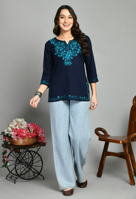 Short kurtis deals for jeans flipkart