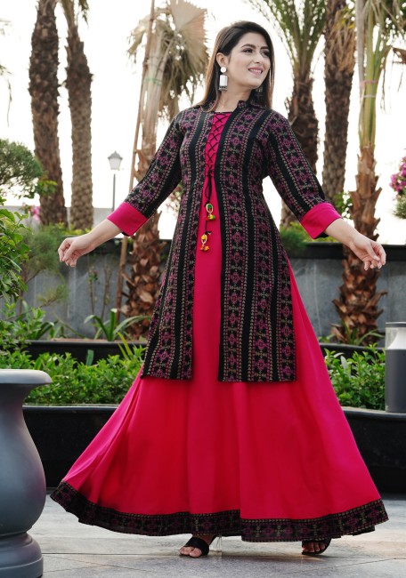 Cotton pink jacket style kurti - G3-WKU02209 | G3fashion.com