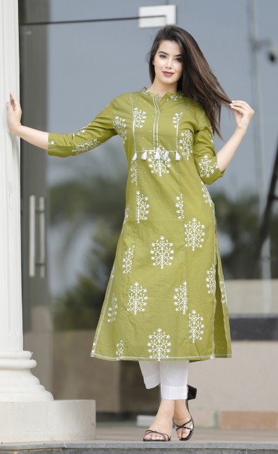 Printed Full Sleeve Ladies Cotton Front Slit Kurti at Rs 500/piece