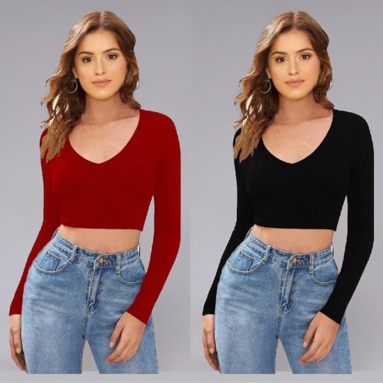 Womens Red Crop Tops