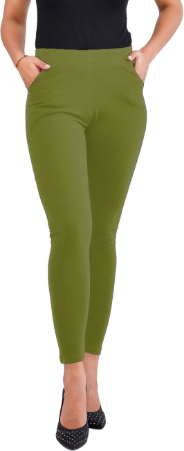Mid Waist Kaitoke Green Cotton Lycra Ankle Length Leggings, Casual Wear,  Skin Fit at Rs 150 in Ahmedabad