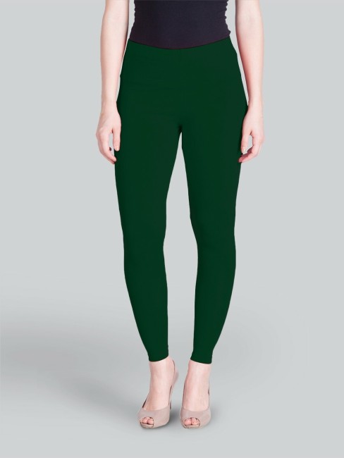 Buy ZRI ZRI Women Green Solid Churidar-Length Cotton Leggings at