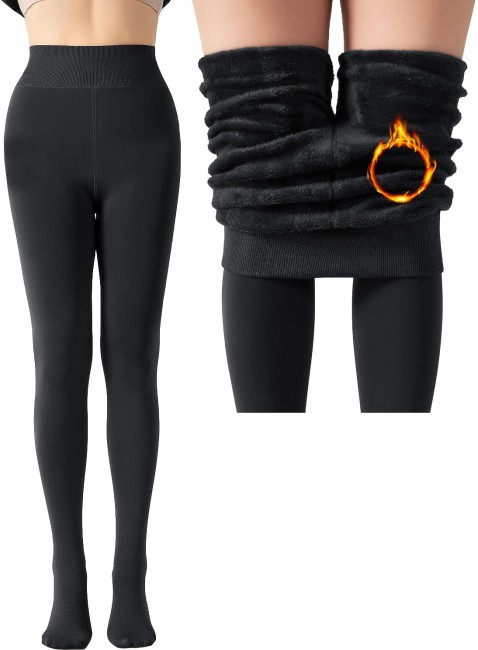 Black Grey Beige Women's Winter Leggings Snug Pants- Cotton Cashmere Wool  Blend