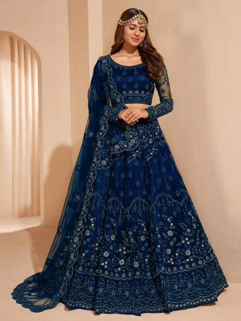 Buy Incredible Blue Art Silk Partywear Lehenga Choli | Buy online at Inddus  India.– Inddus.in