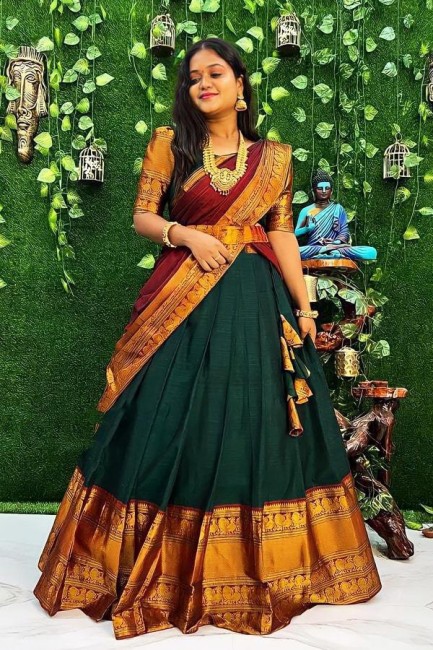 Dark Green Golden Designer Wedding Lehenga Choli  Party wear lehenga, Green  lehenga, Bridal lehenga choli