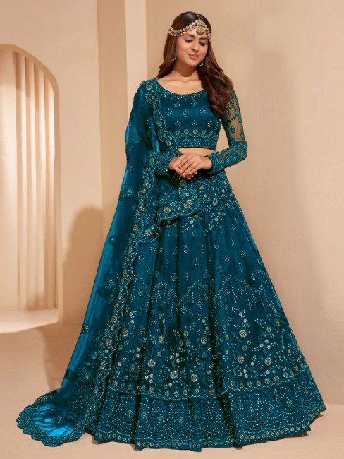 Buy Bridal Wear Bottle Green Dori Work Velvet Lehenga Choli Online From  Surat Wholesale Shop.