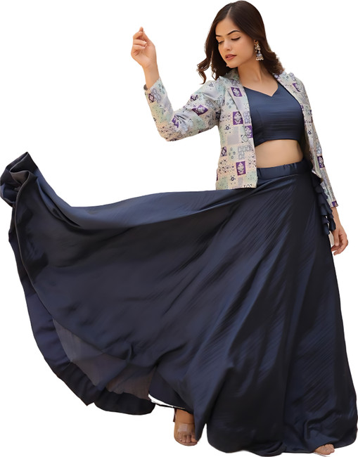Crop Top Lehenga With Jacket Buy Crop Top Lehenga With Jacket online at Best Prices in India Flipkart
