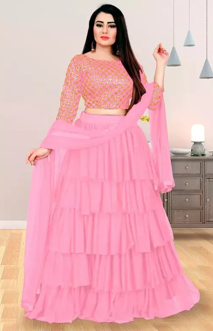 Ruffle Lehenga With Crop Top Buy Ruffle Lehenga With Crop Top online at Best Prices in India Flipkart