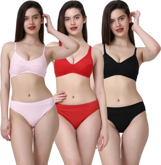 Beach Curve - Women Cotton Bra Panty Set for Lingerie Set (Pack of 3) at Rs  283/piece, Lingerie Set in Bengaluru