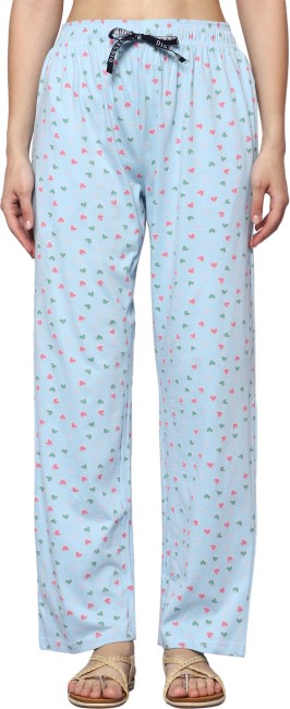 Womens Pink Hosiery Cotton Printed Half Sleeve T Shirt and Pajama Pants  Regular Fit NightSuit Top