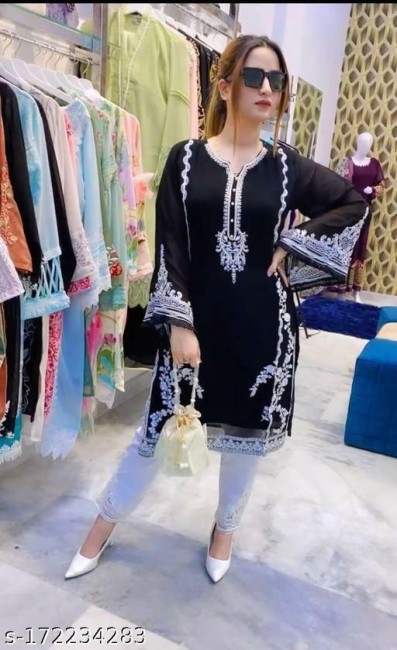 Buy White Mirror Work Pakistani Dress White Silk Kurti Pant Suit Online in  India  Etsy