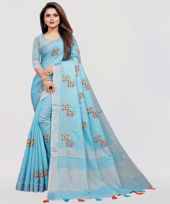 Aura Aaira Lotus Linen Saree (Blue) in Tirupur at best price by Mega Sarees  - Justdial