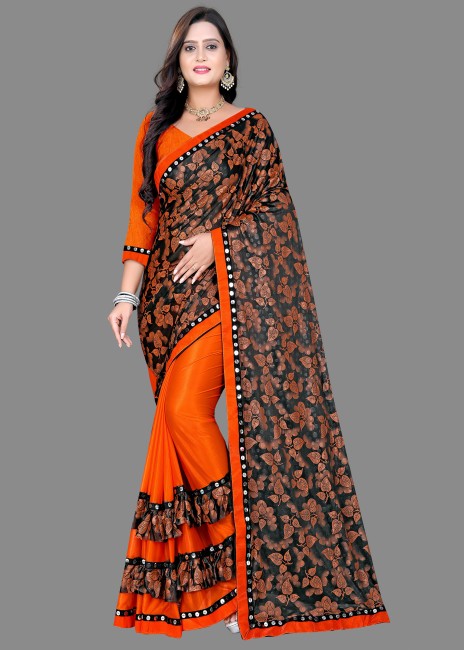 Orange Colour Paper Silk Saree with blouse in Surat at best price by  Vritika Lifestyle - Justdial
