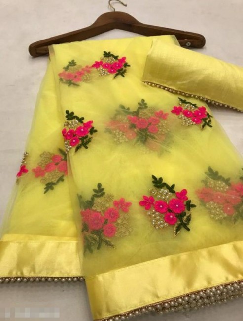 Yellow Fashion Sarees - Buy Yellow Fashion Sarees online at Best