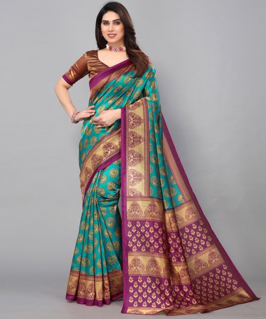 Buy harshil fashion Woven Kanjivaram Art Silk, Cotton Silk Light Green Sarees  Online @ Best Price In India | Flipkart.co… | Indian outfits, Kanjivaram  sarees, Saree