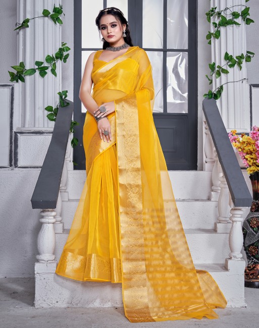 Yellow Fashion Sarees - Buy Yellow Fashion Sarees online at Best