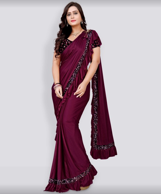 Wine Fancy Ready To Wear Saree