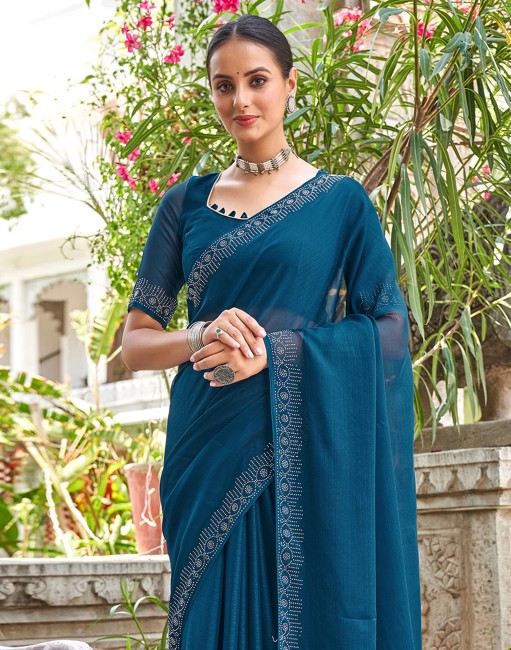 Flipkart stone work saree best sale