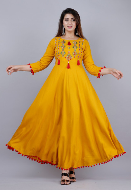 Yellow gown flipkart on sale