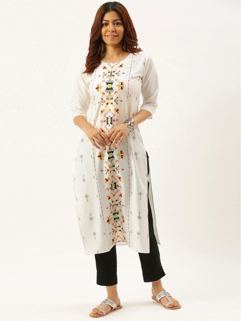 Buy Plus Size Kurti White and Grey Checked Cotton A-line Kurta Online in  India - Etsy