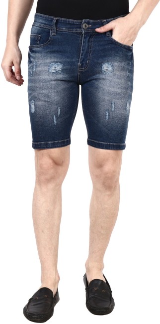 Washed Distressed Ripped Denim Shorts Mens Streetwear Kneelength Shorts  Summer High Street Loose Jeans Half Pants Men  Jeans  AliExpress